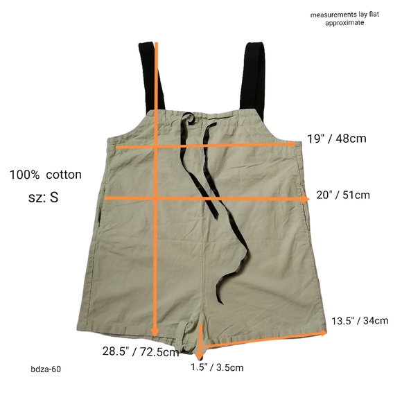 🥑 loose light green overalls shorts with black canvas woven strap by YS - Picture 2 of 6